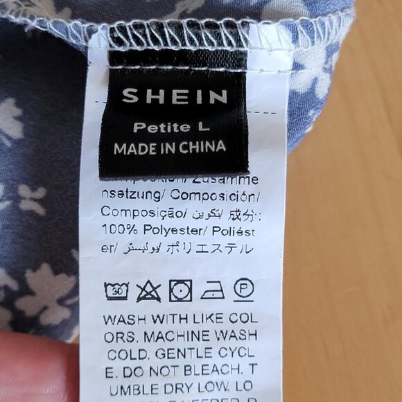 SHEIN Wrap Skort Women’s Size Petite L Blue and White With Side Tie - Picture 5 of 6